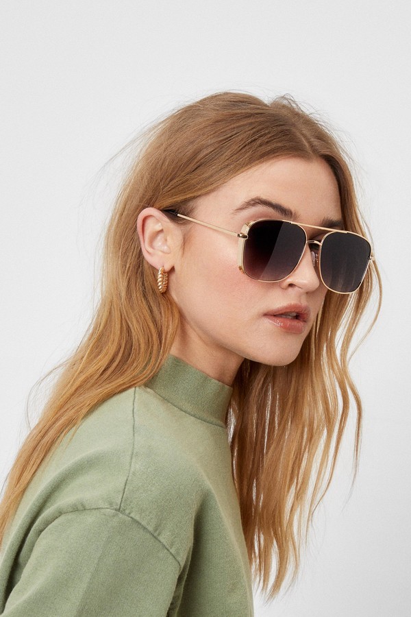 Aviator-style tortoiseshell sunglasses