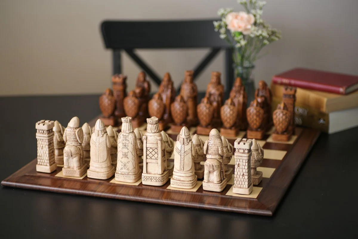 Marble-and-wood chess set
