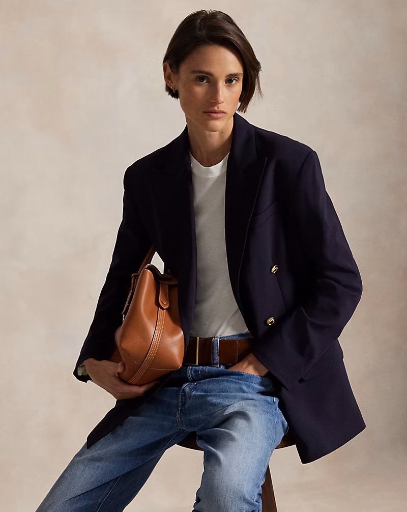 Navy tailored wool blazer